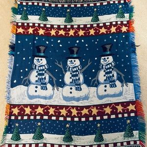Mohawk Home Throw Blanket Made in USA Holiday Christmas Snowman approx 5x7